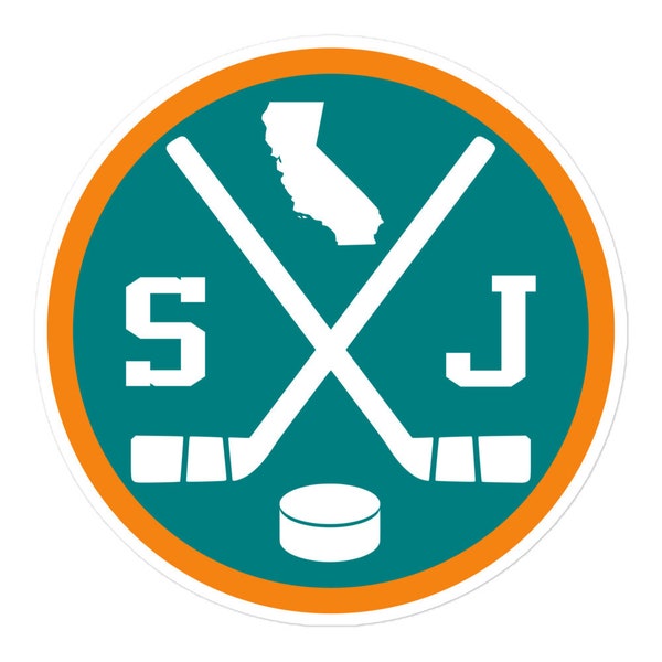 San Jose Hockey Emblem Round Retro SJ Window Decal Bumper Sticker