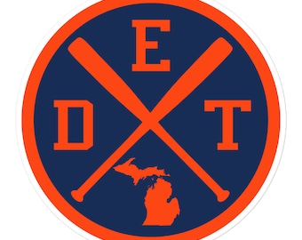 Detroit Baseball Emblem Round Retro DET Window Decal Bumper Sticker