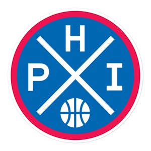 Philadelphia Basketball Emblem Round Retro PHI Window Decal Bumper Sticker