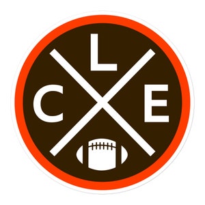 Cleveland Football Emblem Round Retro CLE Window Decal Bumper Sticker