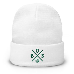 Boston Basketball Retro BOS Cross Winter Beanie Cap Hat