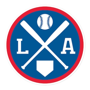LA Baseball Emblem Round Retro Los Angeles Window Decal Bumper Sticker