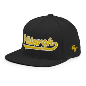 Retro Pittsburgh Football Script Classic Baseball Snapback Hat