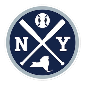 NY Baseball Emblem Round Retro New York Window Decal Bumper Sticker