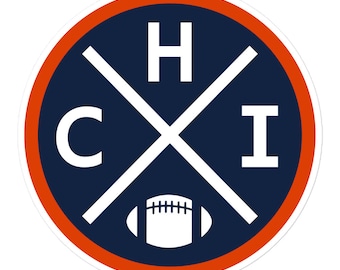 Chicago Football Emblem Round Retro CHI Window Decal Bumper Sticker