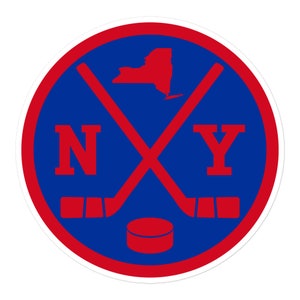 NY Hockey Emblem Round Retro New York Window Decal Bumper Sticker