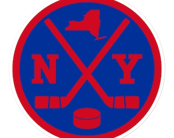 NY hockeyembleem rond retro New York raamsticker bumpersticker