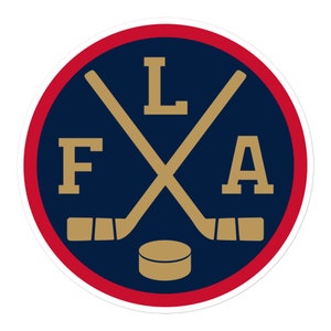 Adesivo per paraurti con decalcomania per finestra FLA retrò rotondo con emblema di hockey della Florida