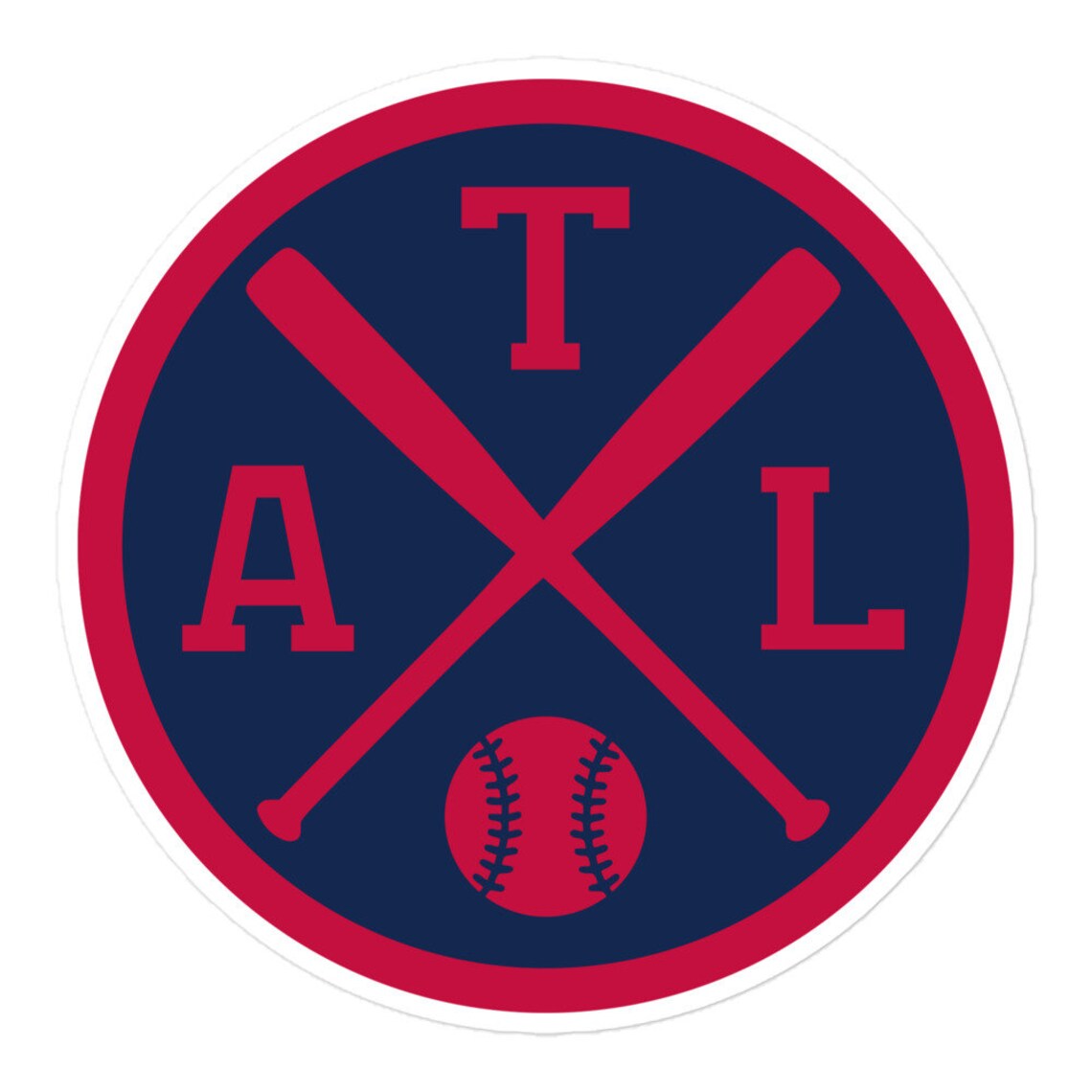 Atlanta Baseball Emblem Round Retro ATL Window Decal Bumper Sticker - Etsy