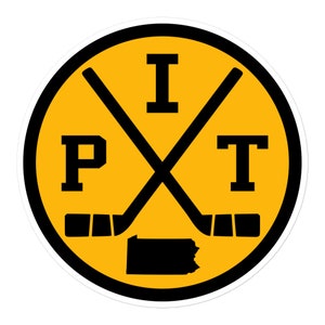 Pittsburgh Hockey Emblem Round Retro PIT Window Decal Bumper Sticker