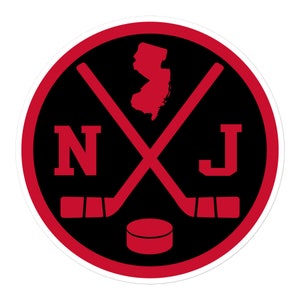 Emblème de hockey du New Jersey rond rétro NJ fenêtre autocollant pare-chocs