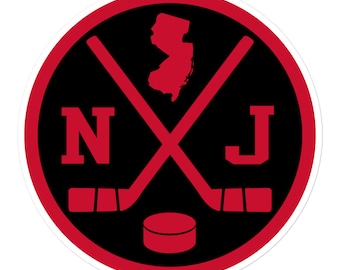 New Jersey Hockey Emblem Round Retro NJ Window Decal Bumper Sticker