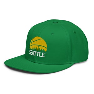 Seattle Basketball Skyline Retro Sonic Snapback Hat Baseball Cap
