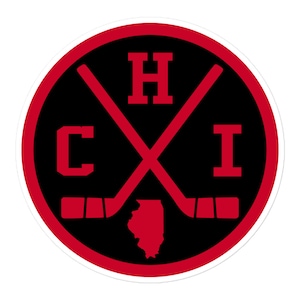 Adesivo per paraurti con decalcomania per finestra rotonda retrò CHI dell'emblema del Chicago Hockey