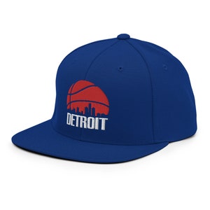 Detroit Basketball Skyline Retro Piston Snapback Hat Baseball Cap