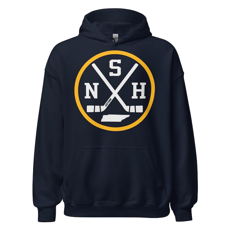 Retro Nashville Hockey Emblem Vintage NSH Sweatshirt Pullover Hoodie Navy