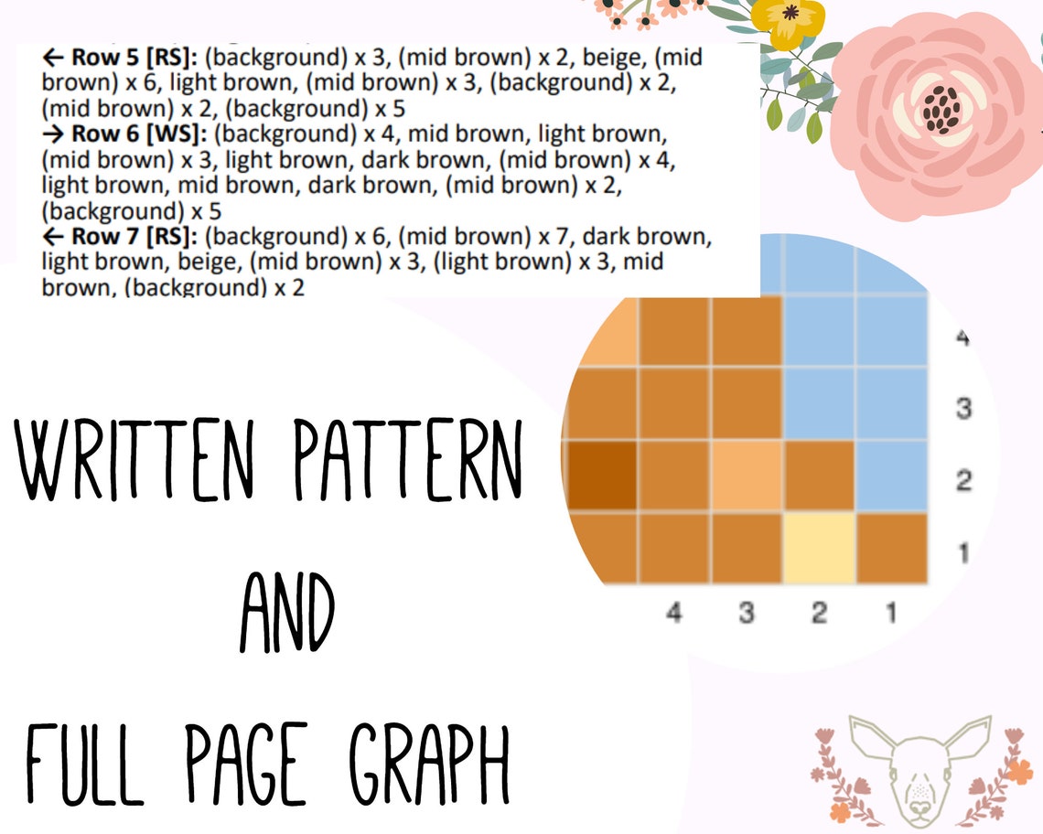 Stephen the Stag Crochet Pattern GRAPH and WRITTEN Pattern - Etsy
