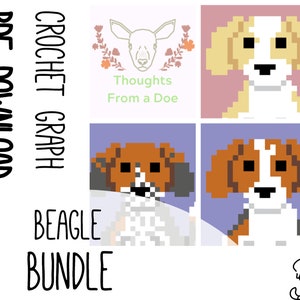 Beagle Crochet Graph Bundle 3 colori - Solo grafici