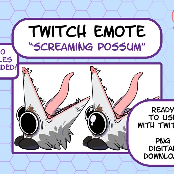 Screaming Possum Meme Twitch Emote, Discord Emote, Youtube Emote, Art, Affiliate, Stream