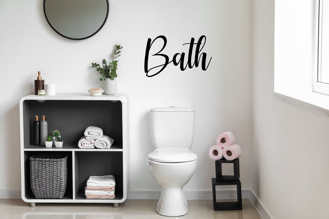 Bath Metal Wall Art Lettering Metal Wall Art Bathroom Etsy