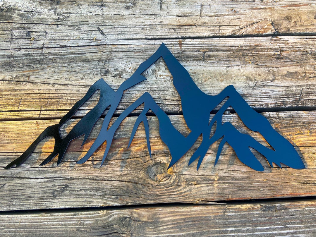 Mountain Scene Metal Art Metal Wall Art Mountain Art Etsy