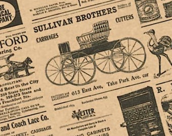 Old Newspaper Newsprint Ads Vintage Style Gift Wrap Tissue Paper-Large 20 "x 30" - 24 Sheets