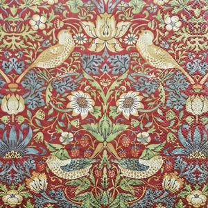 Set di 3 pezzi di tovaglioli di carta per l'arte del decoupage / artigianato con fazzoletti di carta / Ladro di fragole su rosso di William Morris D0