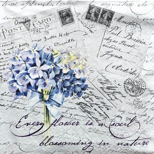 Set de 3 unidades Servilletas de Papel para Decoupage Art / Manualidades de Papel Tissue / Ramo de flores / Cartas de amor escritas a mano A