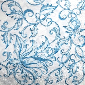 Set di 3 tovaglioli di carta formato cocktail PICCOLI per decoupage / artigianato con carta velina / decorazioni floreali blu classico chiaro PICCOLI0