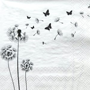 Set di 3 tovaglioli di carta di piccole dimensioni per decoupage / artigianato con carta velina / nero su bianco / soffiando via SMALL014