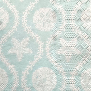 3 peças de guardanapos de papel grandes para arte de decoupage | Artesanato com papel de seda | Guardanapos de decoupage de conchas do mar Estrela do mar Azul claro