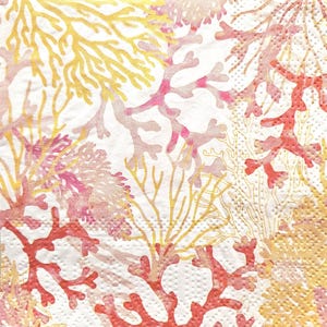 Set di 3 tovaglioli di carta formato cocktail PICCOLI per decoupage artistico / artigianato con carta velina / decoupage marino colorato / mare di coralli PICCOLI0