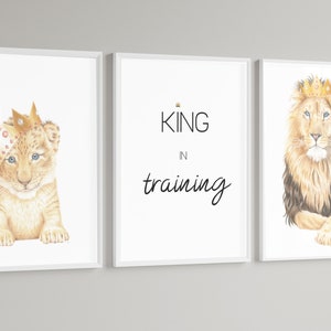 Exquisite Lion King Cub Nursery Prints | Royal Safari Baby Boy Decor | Fine Art, Archival Quality, Hand-drawn | Crown, Jungle, Wildlife