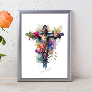 Jesus Christ Watercolor Print, Fragrance of Love, Beautiful Flower Design, Instant Printable Art, Bible Verse Included