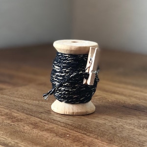 Black Twine, Black and Gold,Ribbon on Spool,Twine for Wedding,Twine for Ring, Twine for Invites,Twine for Tags,Colored Twine,Metallic Twine