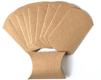 Kraft Pillow Boxes, Small Gift Boxes with Filler (Set of 10)