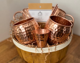 Copper Moscow Mule Mug Gift Set - Shot Glass & Candied Ginger