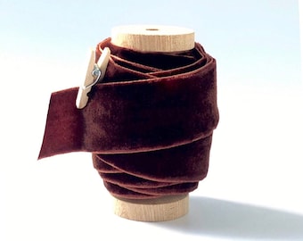 Dark Brown Velvet Ribbon, 1 Inch Wide