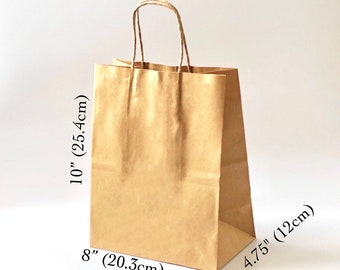 Kraft Brown Paper Gift Bags with Handles (10x8x4.75)