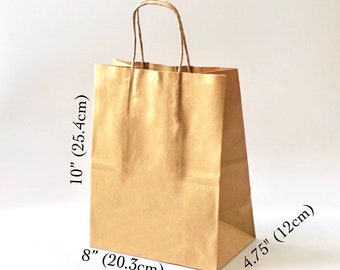 Sacs en papier avec poignées, sacs kraft avec poignées, poignées de sacs kraft bruns, sacs cadeaux en papier en vrac, sacs cadeaux en papier avec poignées, sacs cadeaux en papier