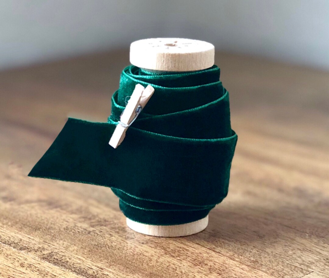 Green Velvet Ribbon, 1 Wide Velvet Ribbon, One Inch Velvet Ribbon - Etsy