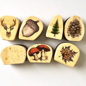 Herbst Stempel Set,Geschenk für Crafter,Hirsch Stempel,Baum Stempel,Pilz Stempel,Eichel Stempel,Stern Stempel,Tannenzapfen Stempel,Ahornblatt Stempel,Gummi Stempel
