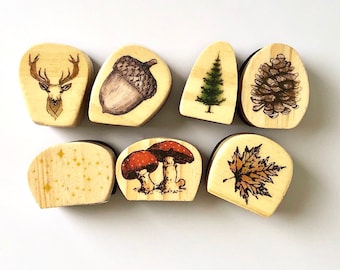 Fall Rubber Stamp Set, Nature Craft Stamps