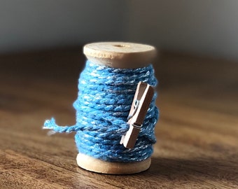 Blue Twine with Silver Glitter, 20 ft Spool