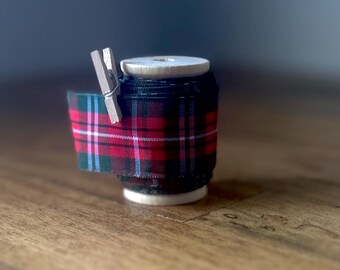 Red, Green, and White Plaid Satin Ribbon - 1-inch, 15 ft.