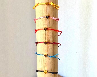 Heart Bracelet - Adjustable Bracelets - Cord Bracelet