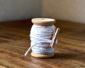 White Cotton Twine with Silver Sparkle, 20 ft Spool