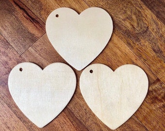 3.75” Large Heart Gift Tags - Wood Hanging Gift Tags - Set of 3