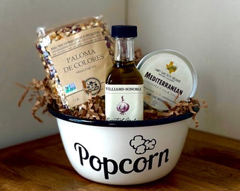 Popcorn Gift Basket,Popcorn Gift Set,Popcorn Bowl,Movie Gifts,Movie Night,Gift for Couple,Gift for Cook,Housewarming Gift,Gift for Coworker