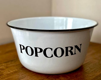 Enamel Popcorn Bowl - Large Popcorn Bowl - 10x10x5”